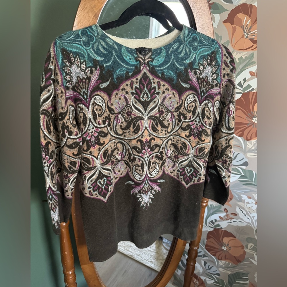Talbots Paisley Cashmere Sweater